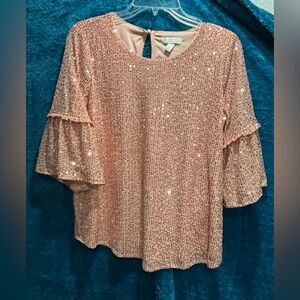 LC Lauren Conrad Sparkling Peach Sequin Blouse
